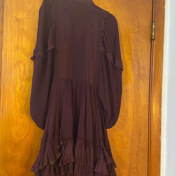 Free People FP One Burgundy Long sleeve Mini Dress - Picture 2 of 4